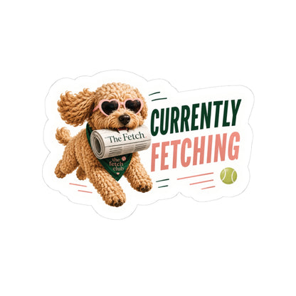 Currently Fetching Dog Sticker | The Fetch Goldendoodle Vinyl Decal