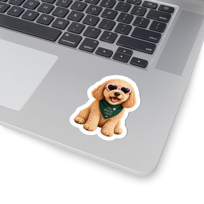 The Fetch Mascot Dog Sticker | Cute Pup with Heart Sunglasses