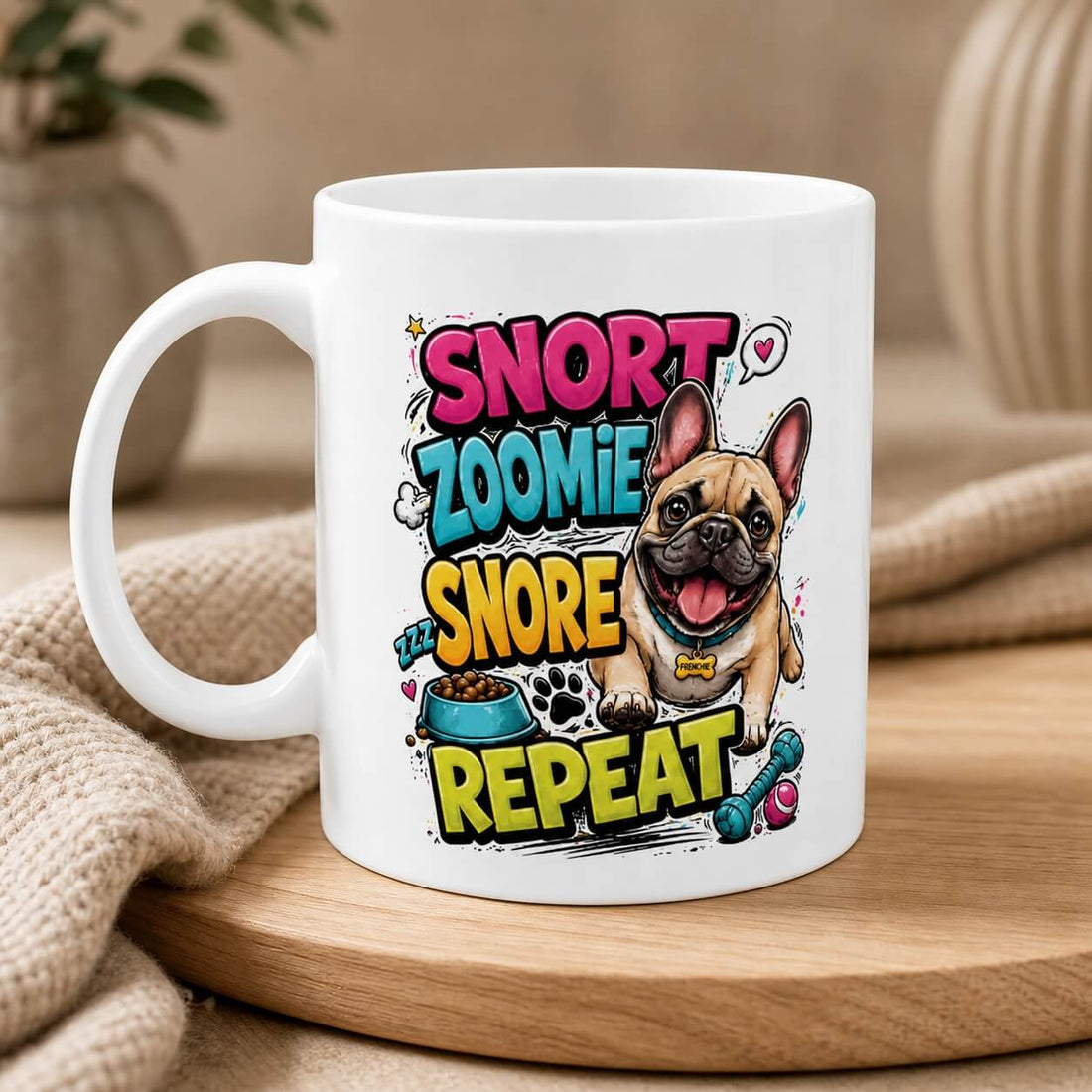Zevinity dog lover mug in a warm home setting