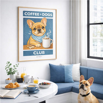 Coffee + Dogs Club — French Bulldog Wall Art Print