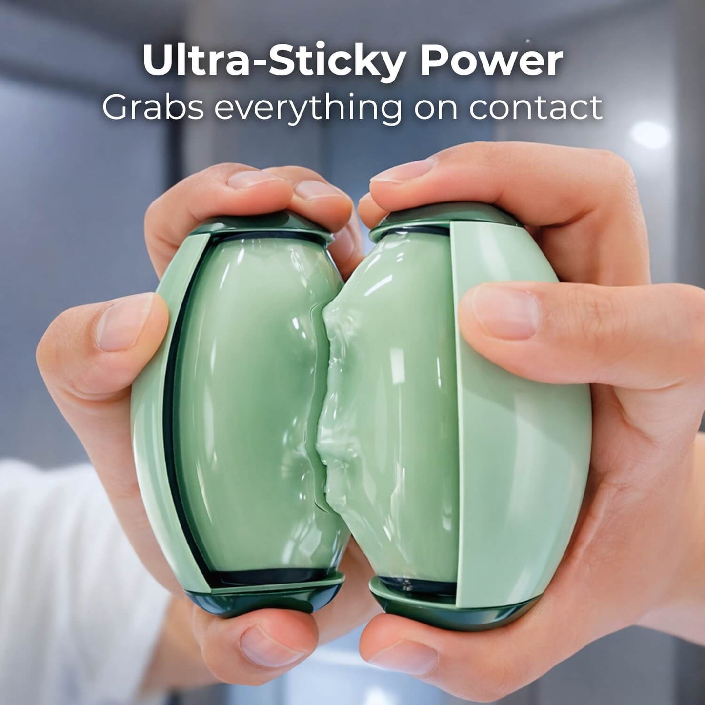 Sticky lint roller sticking to mirror showing strong adhesion